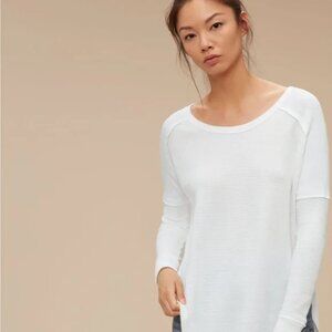 Aritzia TNA Sunny Yellow Alder Thermal Waffle Knit Shirt